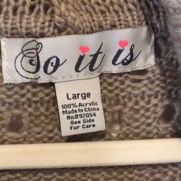 Tan Cowl Neck Open Knit Dress - Picture 2 of 6